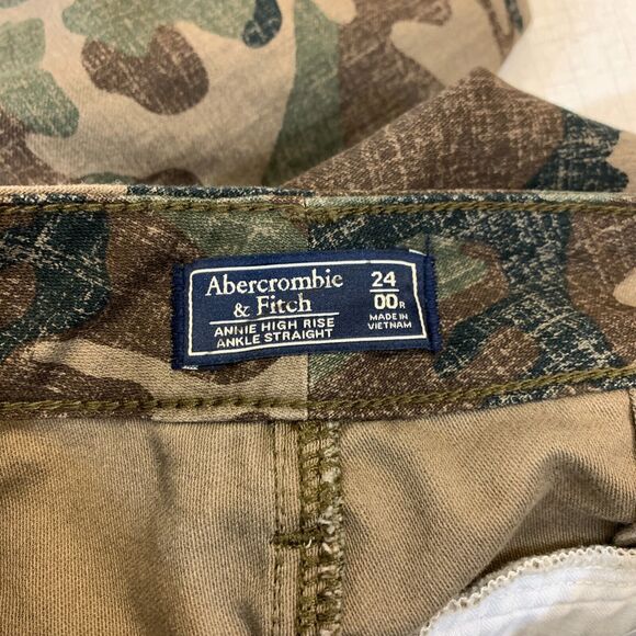 Abercrombie & Fitch Annie High Rise Pant 24 Camo Ankle Straight Tuxedo Stripe - Picture 7 of 11